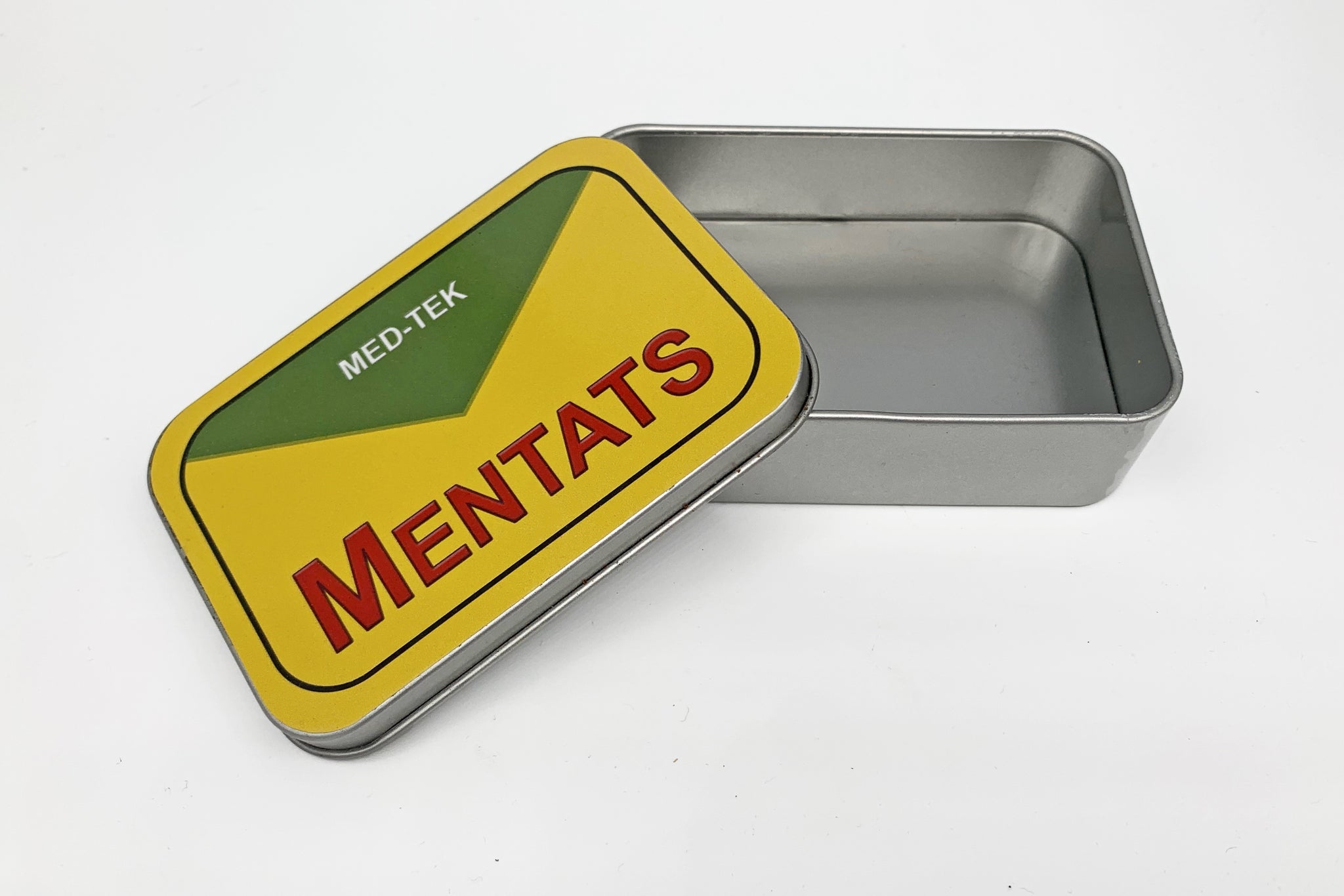 Mentats Sticker Yellow Mentats Med-Tek Chems Tin – Mad Dog Props